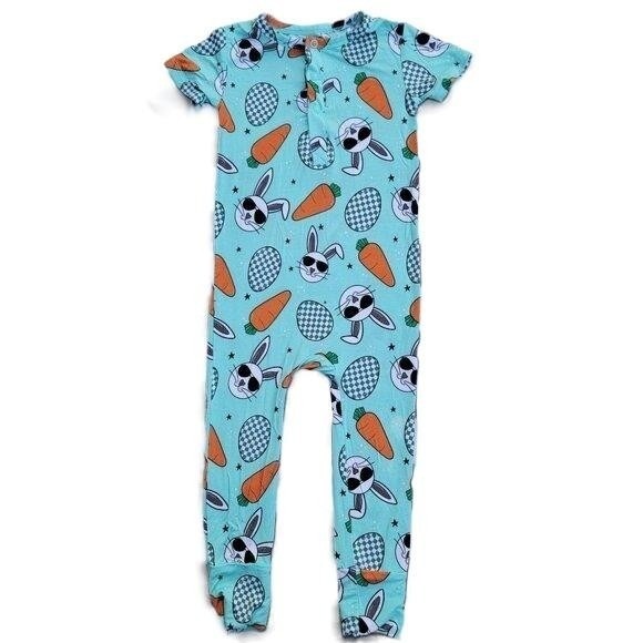 Gigi And Max Bamboo Easter Bunny Short Sleeve Romper Size 18-24m